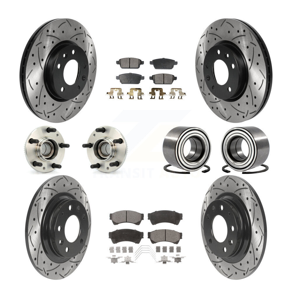 Hub Bearing Coated Brake Rotor Pad Front Rear Kit (10Pc) For Ford Fusion Mazda 6