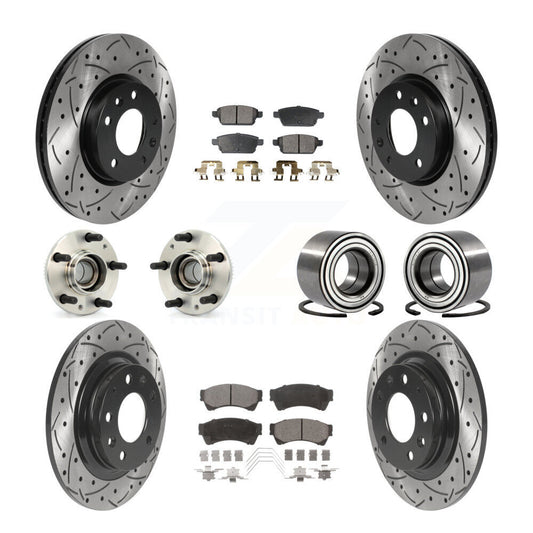 Hub Bearing Coated Brake Rotor Pad Front Rear Kit (10Pc) For Ford Fusion Mazda 6