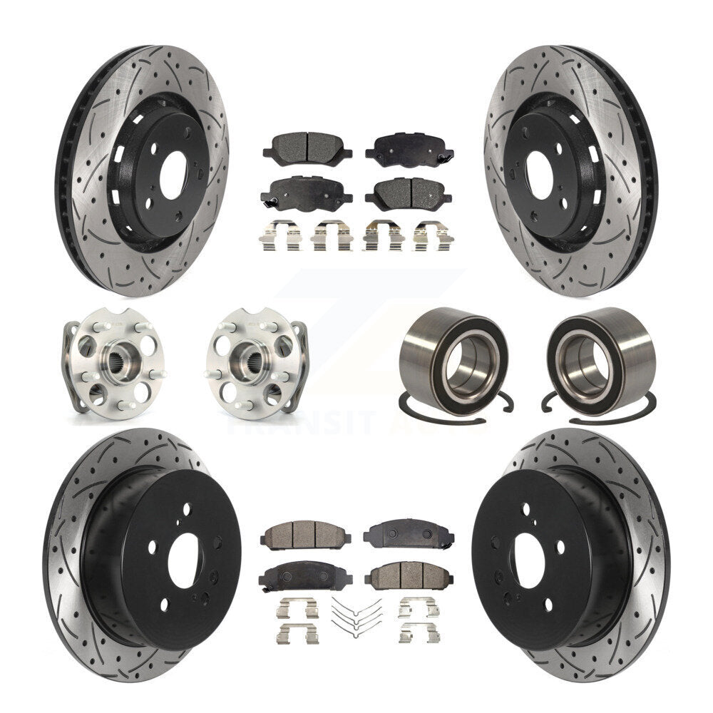 Hub Bearing Coated Brake Rotor & Pads Front Rear Kit (10Pc) For Toyota Venza AWD