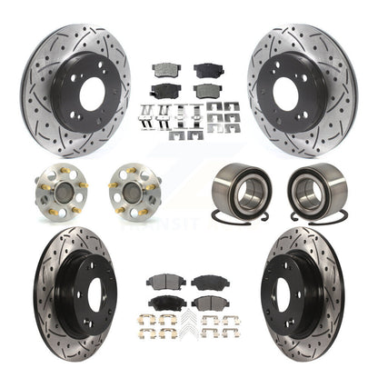 Hub Bearing Coated Disc Brake Rotor & Pads Front Rear Kit (10Pc) For Honda Civic