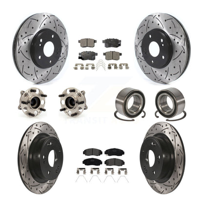Hub Bearing Coated Brake Rotor Pads Front Rear Kit (10Pc) For Honda Accord Acura
