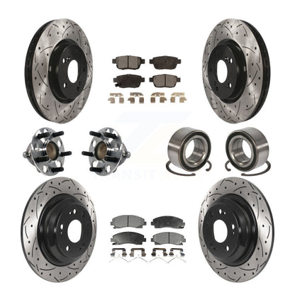 Hub Bearing Coated Disc Brake Rotors And Pads Front Rear Kit (10Pc) For Acura TL