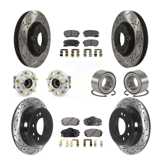 Hub Bearing Coated Brake Rotor Pads Front Rear Kit (10Pc) For Hyundai Tucson Kia