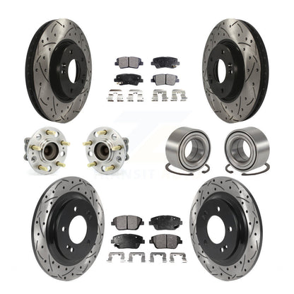 Hub Bearing Coat Brake Rotor Pad Front Rear Kit (10Pc) For 13-15 Kia Optima 2.4L