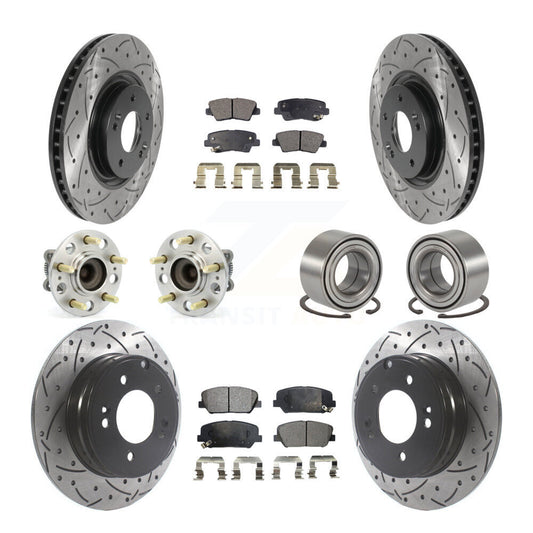 Hub Bearing Coated Brake Rotor And Pad Front Rear Kit (10Pc) For Kia Optima 2.0L