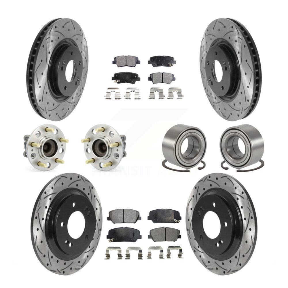Hub Bearing Coat Brake Rotor Pad Front Rear Kit (10Pc) For 13-15 Kia Optima 2.0L