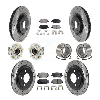 Hub Bearing Coat Brake Rotor Pad Front Rear Kit (10Pc) For 13-15 Kia Optima 2.0L