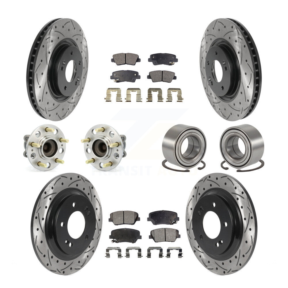 Hub Bearing Coat Brake Rotor Pad Front Rear Kit (10Pc) For Hyundai Azera Limited