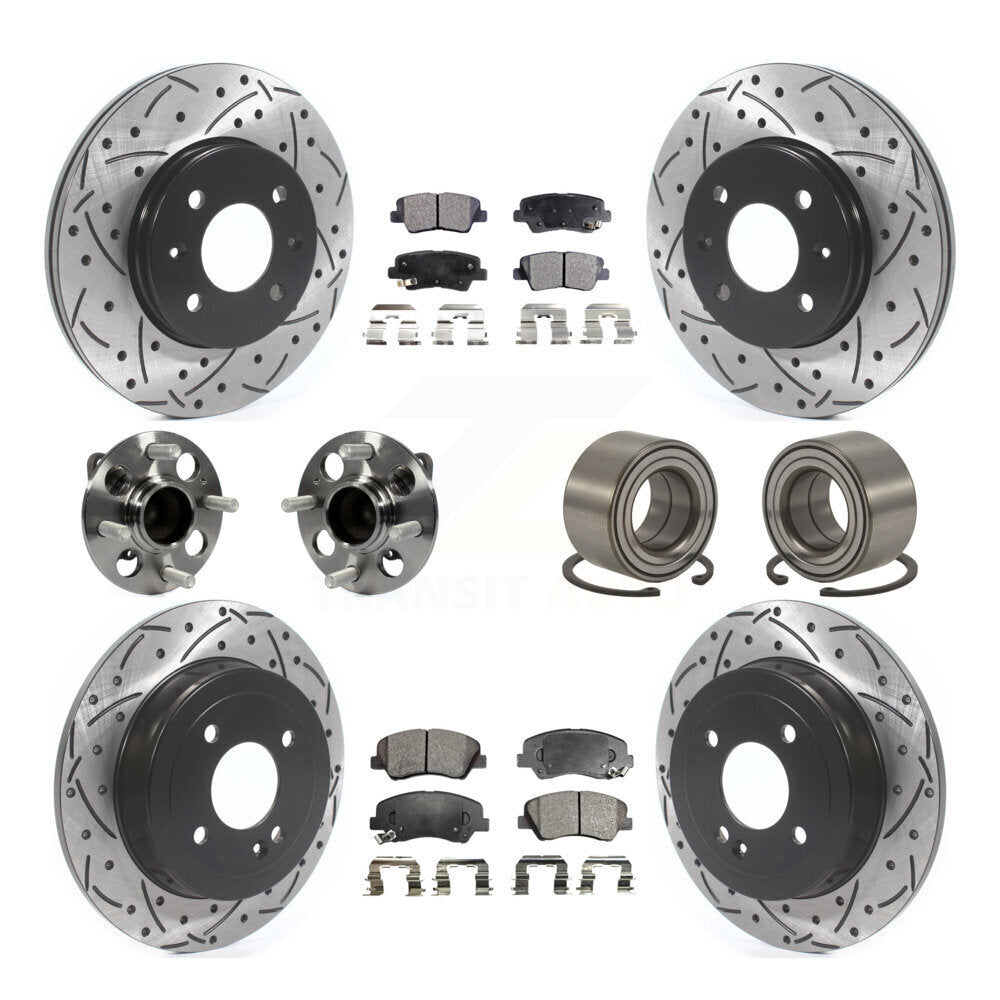 Hub Bearing Coat Brake Rotor Pads Front Rear Kit (10Pc) For 12-17 Hyundai Accent