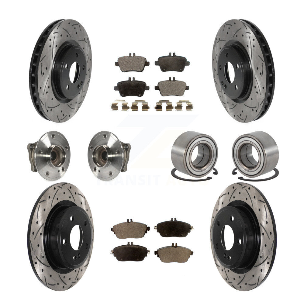 Hub Bearing Coat Brake Rotor Pads Front Rear Kit (10Pc) For Mercedes-Benz GLA250