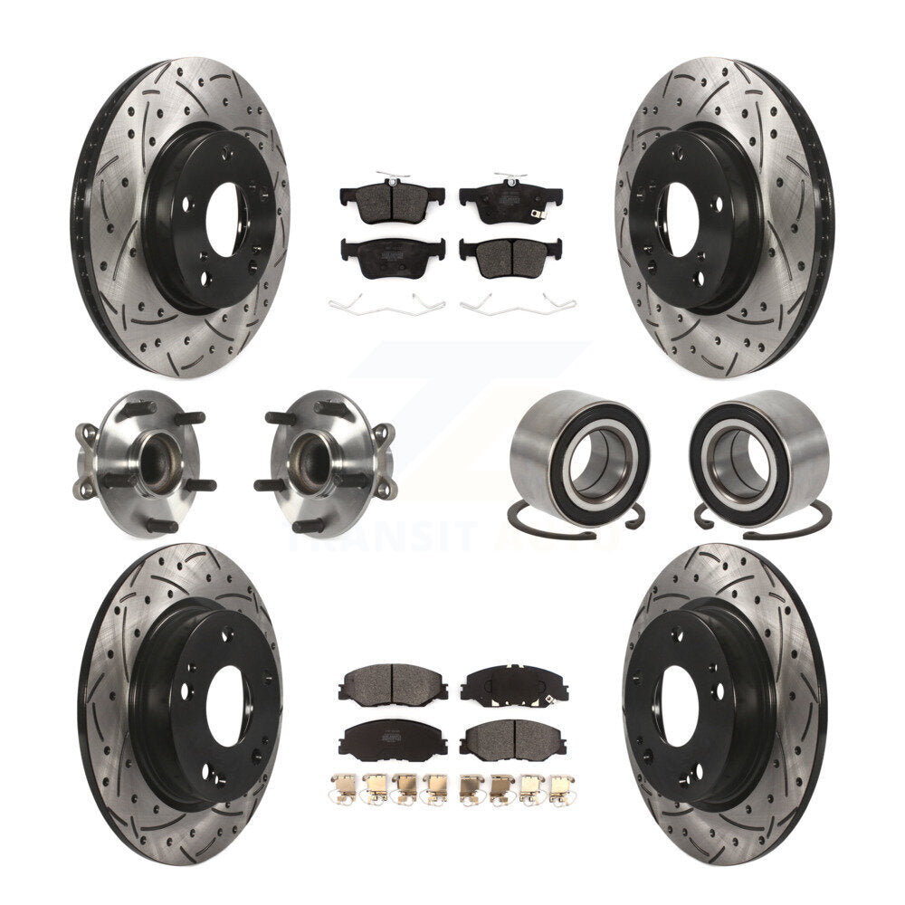 Hub Bearing Coated Brake Rotor Pad Front Rear Kit (10Pc) For 19-22 Honda Insight