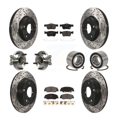 Hub Bearing Coated Brake Rotor Pad Front Rear Kit (10Pc) For 19-22 Honda Insight