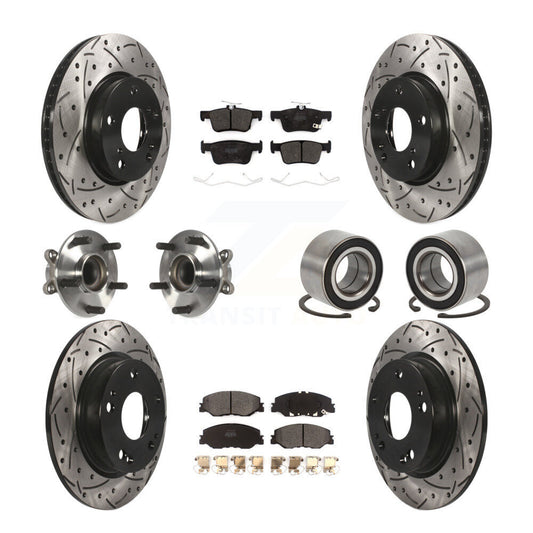 Hub Bearing Coated Brake Rotor Pad Front Rear Kit (10Pc) For 19-22 Honda Insight