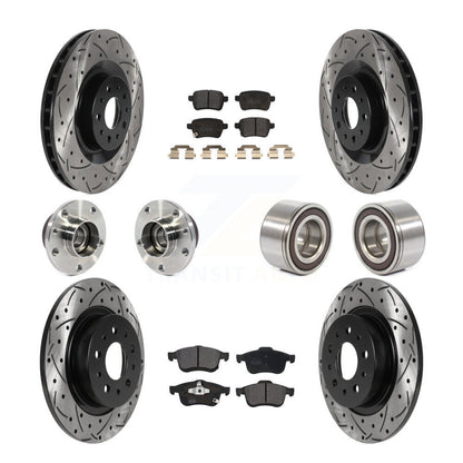 Hub Bearing Coated Brake Rotor Pad Front Rear Kit (10Pc) For 2014-2018 Fiat 500L