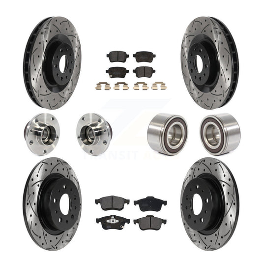 Hub Bearing Coated Brake Rotor Pad Front Rear Kit (10Pc) For 2014-2018 Fiat 500L