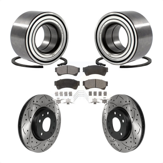 Wheel Bearing Drilled Slot Brake Rotor Pad Front Kit For Ford Fusion Mazda 6 MKZ