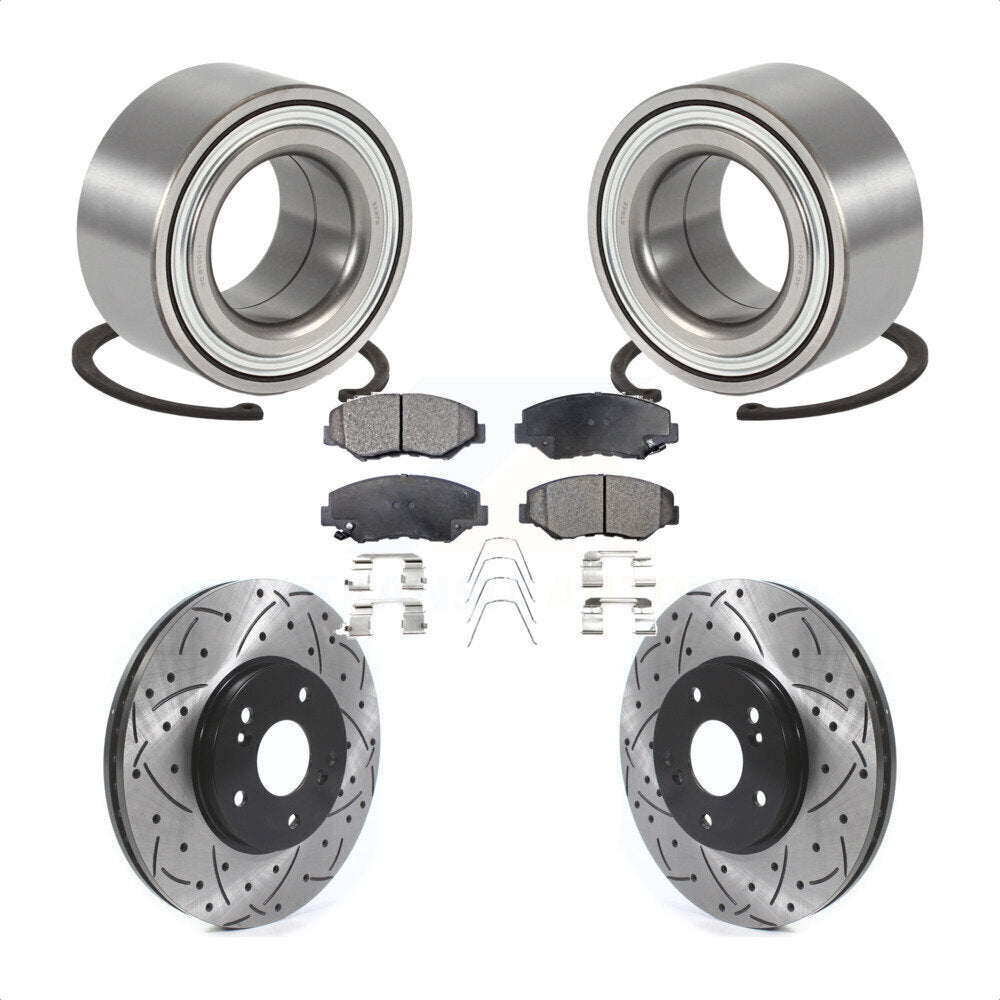 Wheel Bearing Drilled Slot Brake Rotor & Pad Front Kit For 2003-2004 Honda Pilot