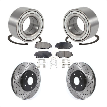 Wheel Bearing Drilled Slot Brake Rotor & Pad Front Kit For 2003-2004 Honda Pilot