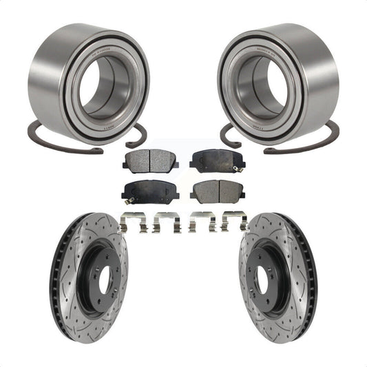 Wheel Bearing Drill Slot Brake Rotor Pad Front Kit For 2011-2015 Kia Optima 2.0L