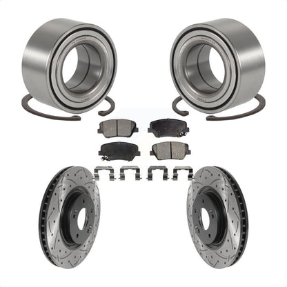 Wheel Bearing Drilled Slot Brake Rotor Pad Front Kit For 2012-2017 Hyundai Azera