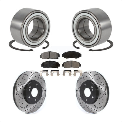 Wheel Bearing Coated Drilled Slotted Brake Rotor & Pad Front Kit For Acura TL CL