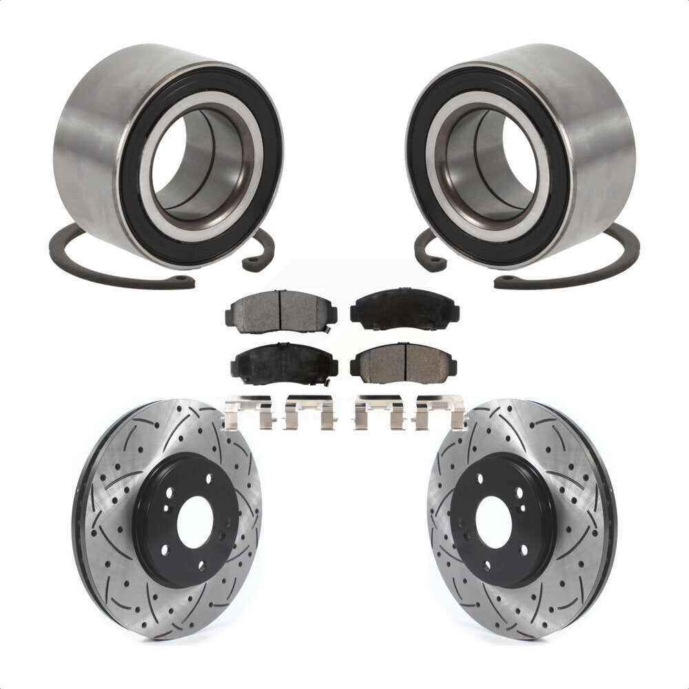 Wheel Bearing Drill Slot Brake Rotor Pad Front Kit For Honda Accord Acura TSX TL