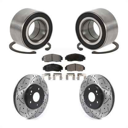 Wheel Bearing Drill Slot Brake Rotor Pad Front Kit For Honda Accord Acura TSX TL