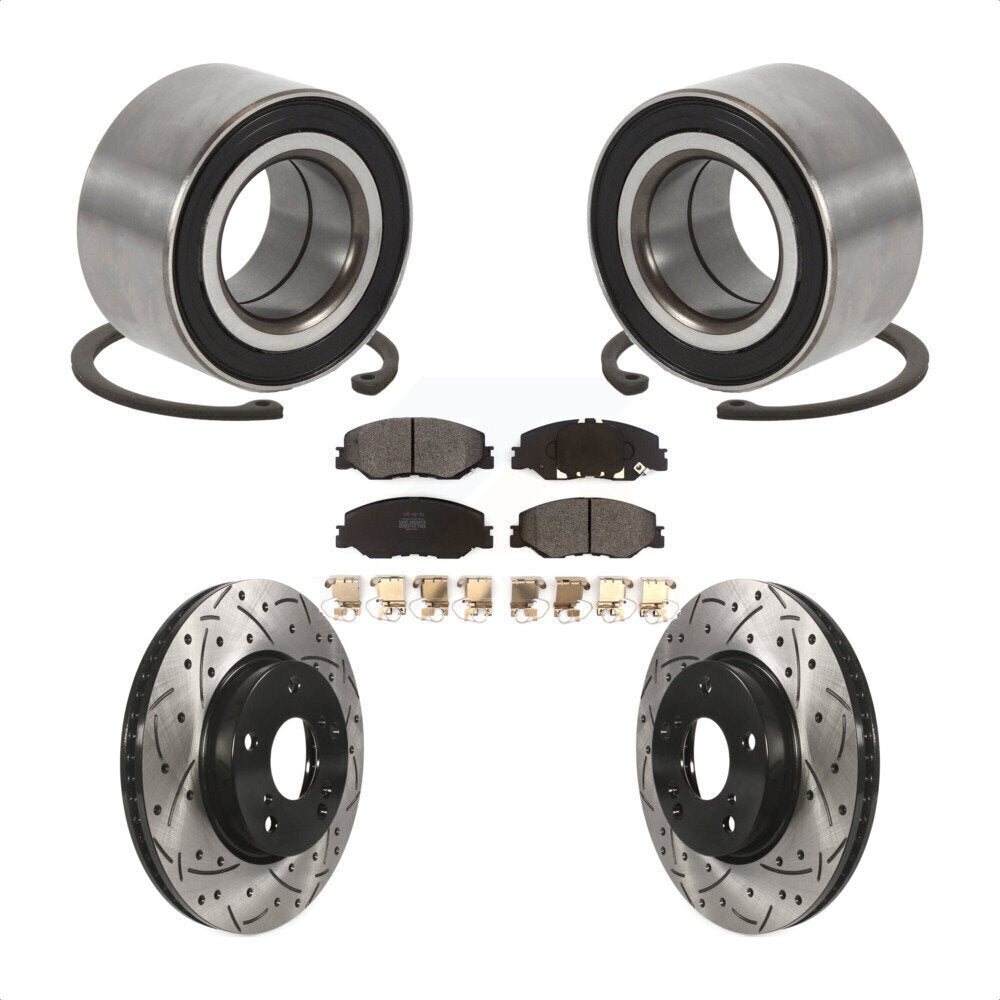 Wheel Bearing Drilled Slot Brake Rotor Pad Front Kit For 2019-2022 Honda Insight
