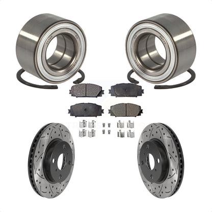 Wheel Bearing Drilled Slot Brake Rotor Pad Front Kit For Toyota Yaris Prius C iQ