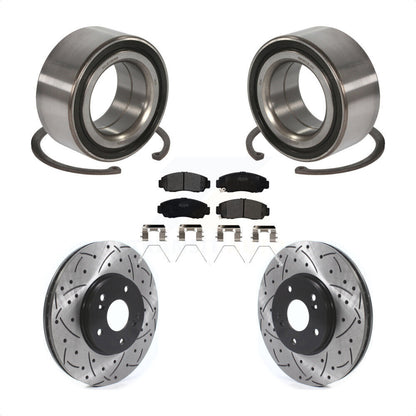 Wheel Bearing Drilled Slot Brake Rotor Pads Front Kit For Honda Accord Acura TSX