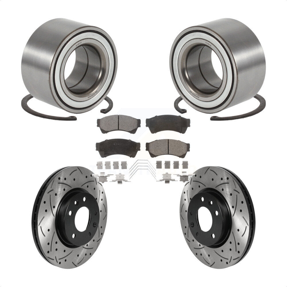 Wheel Bearing Drilled Slot Brake Rotor Pads Front Kit For 2009-2013 Mazda 6 3.7L