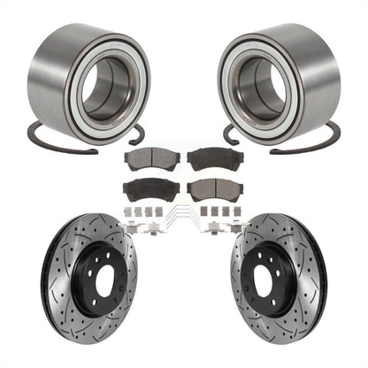 Wheel Bearing Drilled Slot Brake Rotor Pads Front Kit For 2009-2013 Mazda 6 3.7L