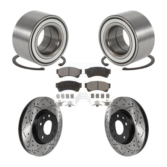 Wheel Bearing Drilled Slot Brake Rotor Pads Front Kit For 2009-2013 Mazda 6 3.7L