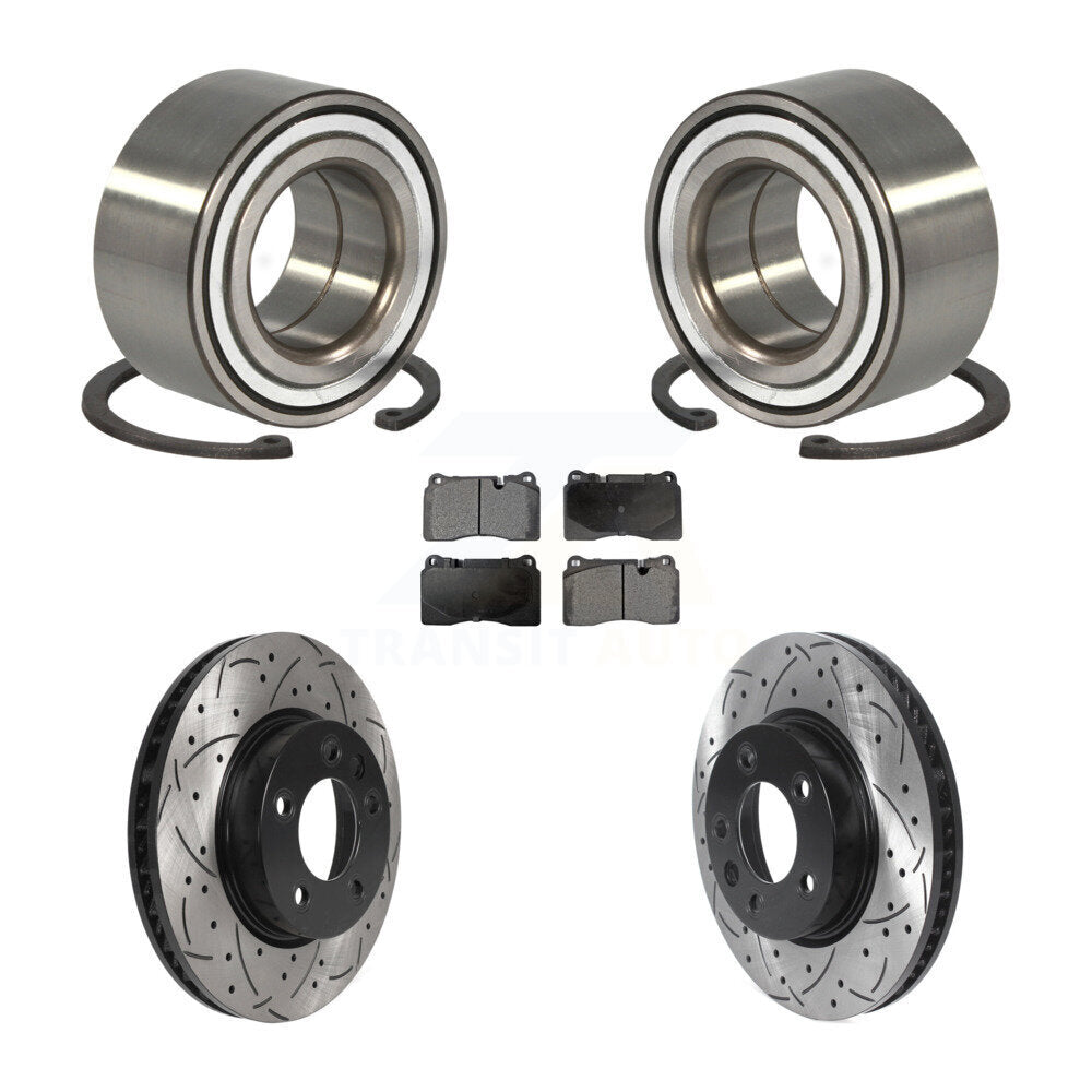 Wheel Bearing Coated Drill Slot Brake Rotor Pad Front Kit For Volkswagen Touareg
