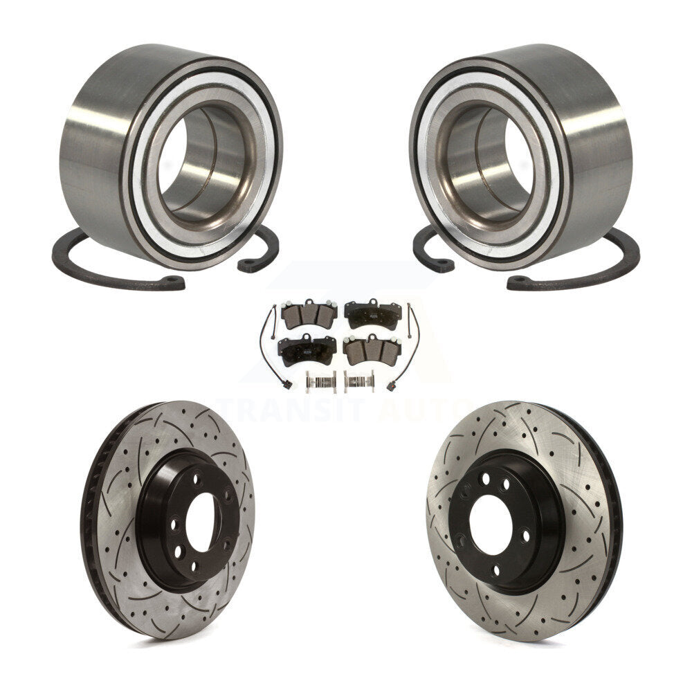 Wheel Bearing Drilled Slot Brake Rotor Pad Front Kit For Audi Q7 Porsche Cayenne