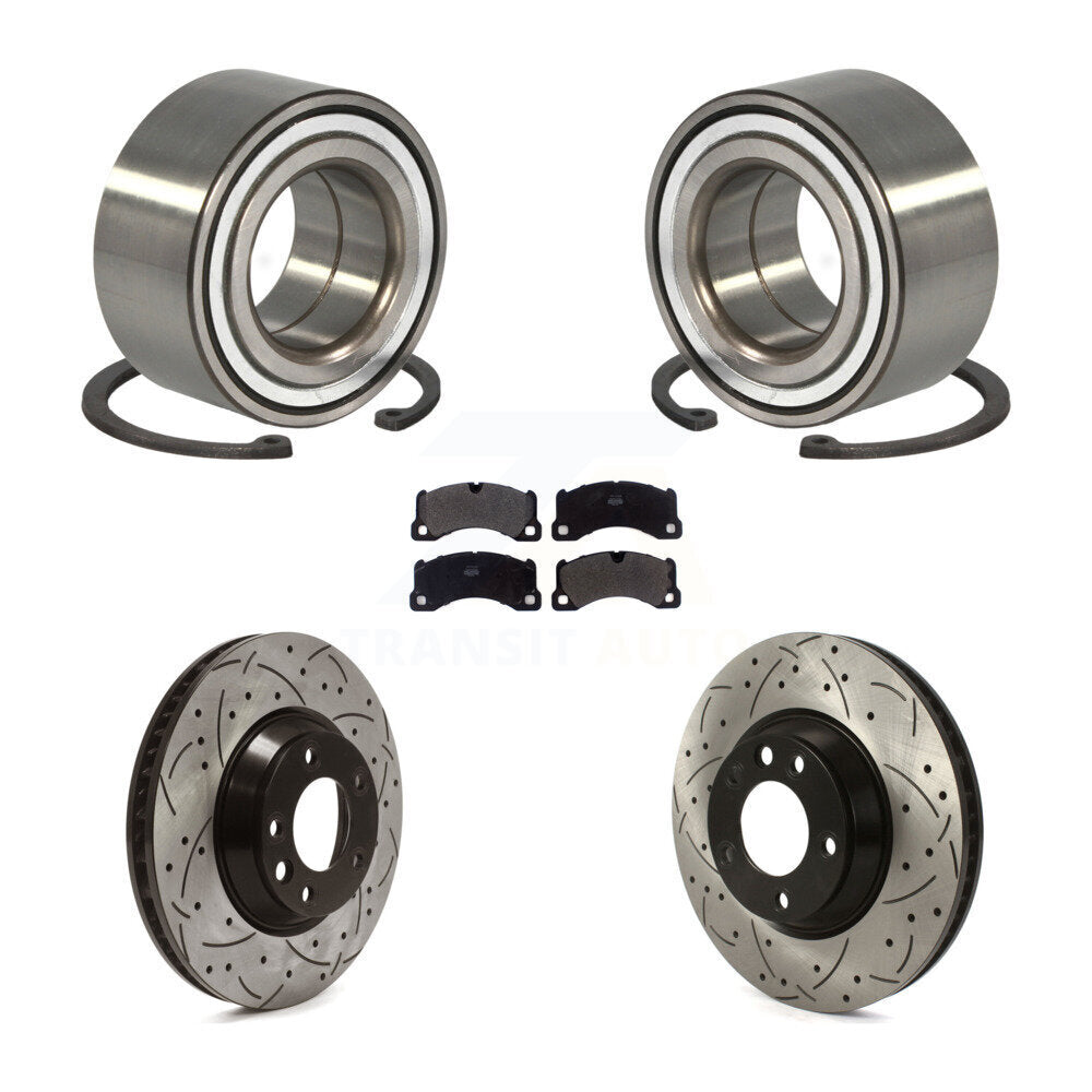 Wheel Bearing Coated Drilled Slot Brake Rotor Pads Front Kit For Porsche Cayenne