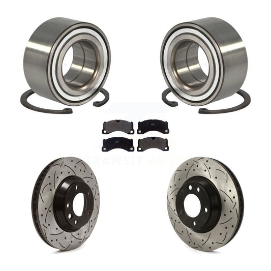 Wheel Bearing Coated Drilled Slot Brake Rotor Pads Front Kit For Porsche Cayenne
