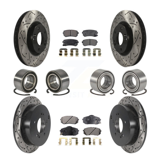 Bearing Coated Disc Brake Rotor Pad Front Rear Kit (10Pc) For Hyundai Tucson Kia