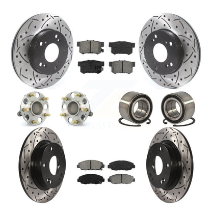 Hub Bearing Coated Disc Brake Rotor & Pads Front Rear Kit (10Pc) For Honda Civic