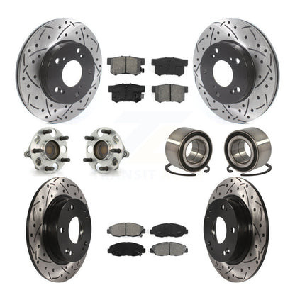 Hub Bearing Coated Disc Brake Rotor & Pads Front Rear Kit (10Pc) For Honda Civic