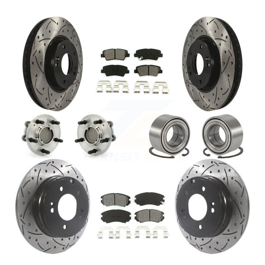 Hub Bearing Coated Disc Brake Rotor Pad Front Rear Kit (10Pc) For Hyundai Sonata