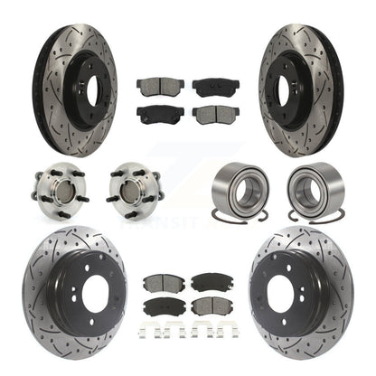 Hub Bearing Coated Disc Brake Rotor Pad Front Rear Kit (10Pc) For Hyundai Sonata