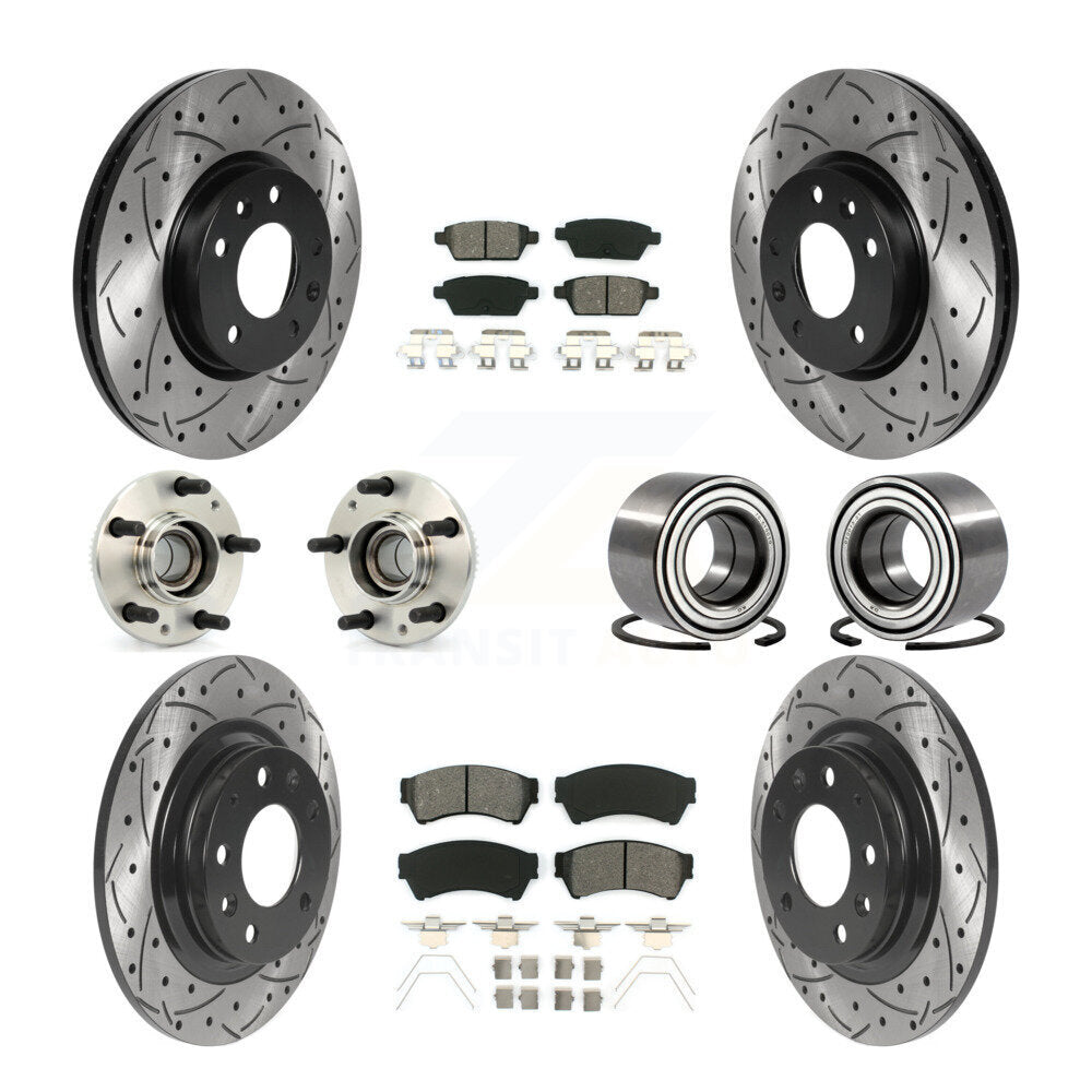 Hub Bearing Coated Brake Rotor Pad Front Rear Kit (10Pc) For Ford Fusion Mazda 6