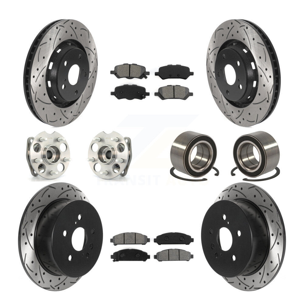 Hub Bearing Coated Brake Rotor & Pads Front Rear Kit (10Pc) For Toyota Venza AWD