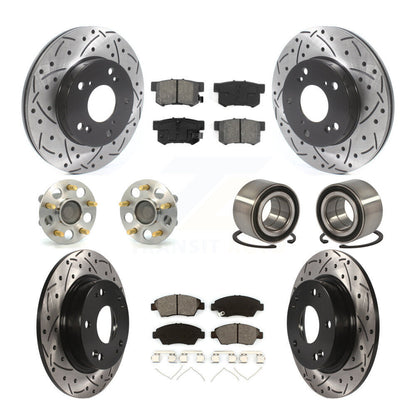 Hub Bearing Coated Disc Brake Rotor & Pads Front Rear Kit (10Pc) For Honda Civic