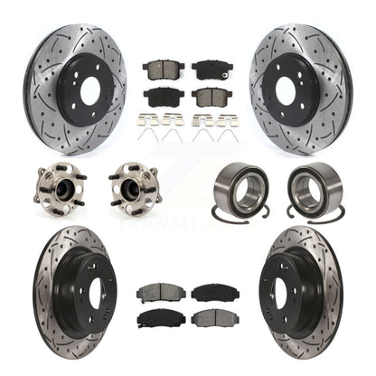 Hub Bearing Coated Brake Rotor Pads Front Rear Kit (10Pc) For Honda Accord Acura