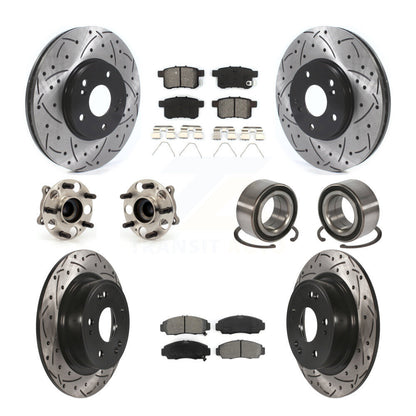 Hub Bearing Coated Brake Rotor Pads Front Rear Kit (10Pc) For Honda Accord Acura