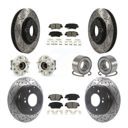 Hub Bearing Coated Brake Rotor Pads Front Rear Kit (10Pc) For Hyundai Sonata Kia