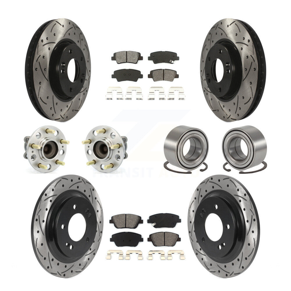 Hub Bearing Coat Brake Rotor Pad Front Rear Kit (10Pc) For 13-15 Kia Optima 2.4L