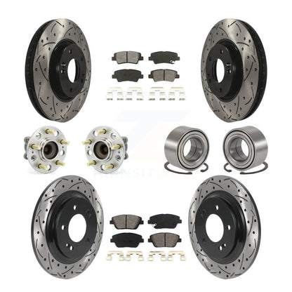Hub Bearing Coat Brake Rotor Pad Front Rear Kit (10Pc) For 13-15 Kia Optima 2.4L